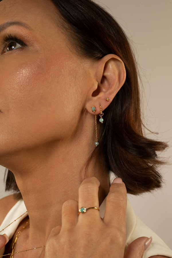Mini Amazonite earring charm in ear stack