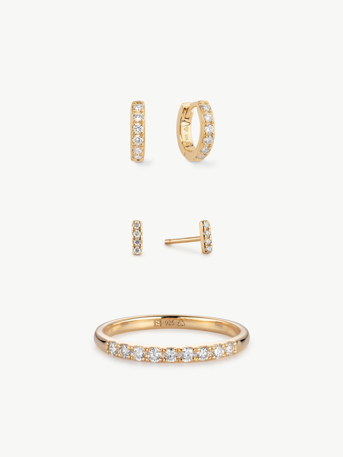 18ct Gold Vermeil lab grown diamond eternity jewellery set