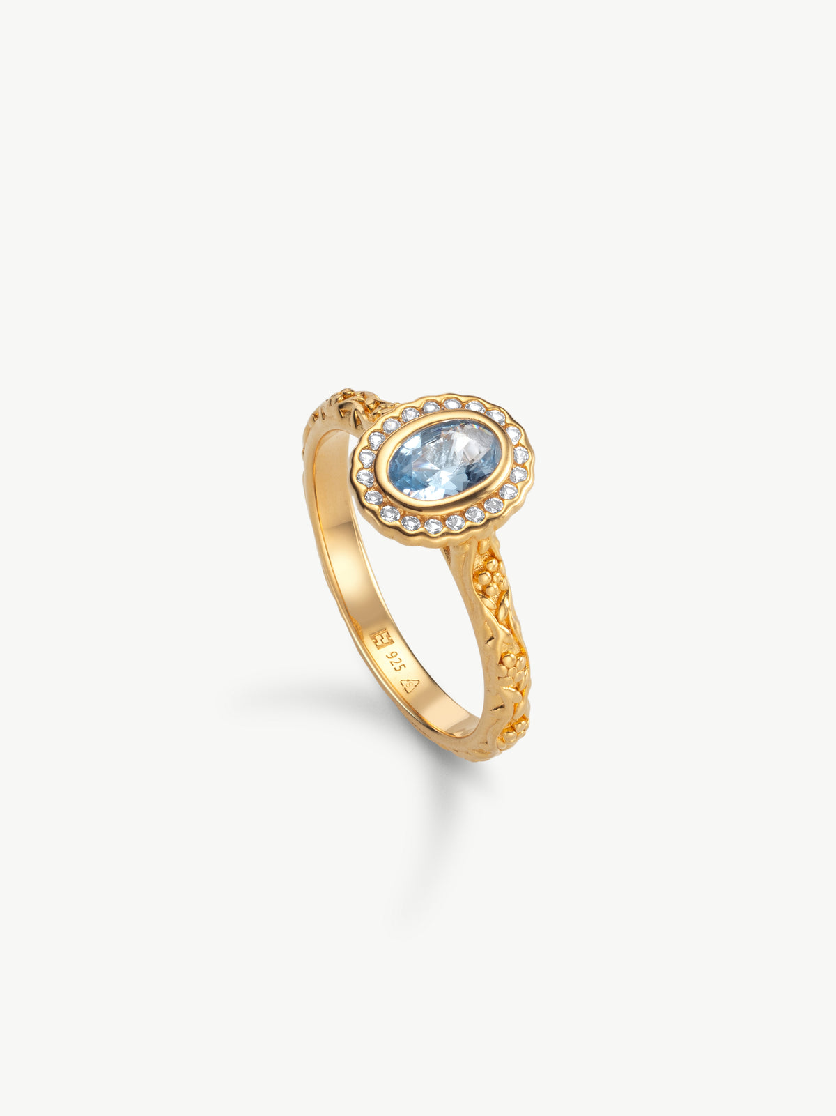 Aquamarine and sapphire regency style ring