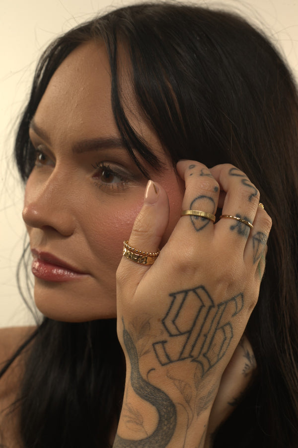gold ring stack on and