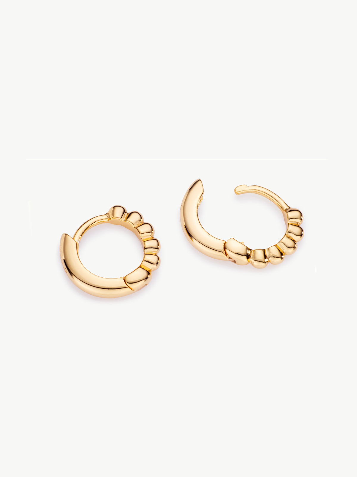 Beaded Huggie Hoops in gold vermeil

