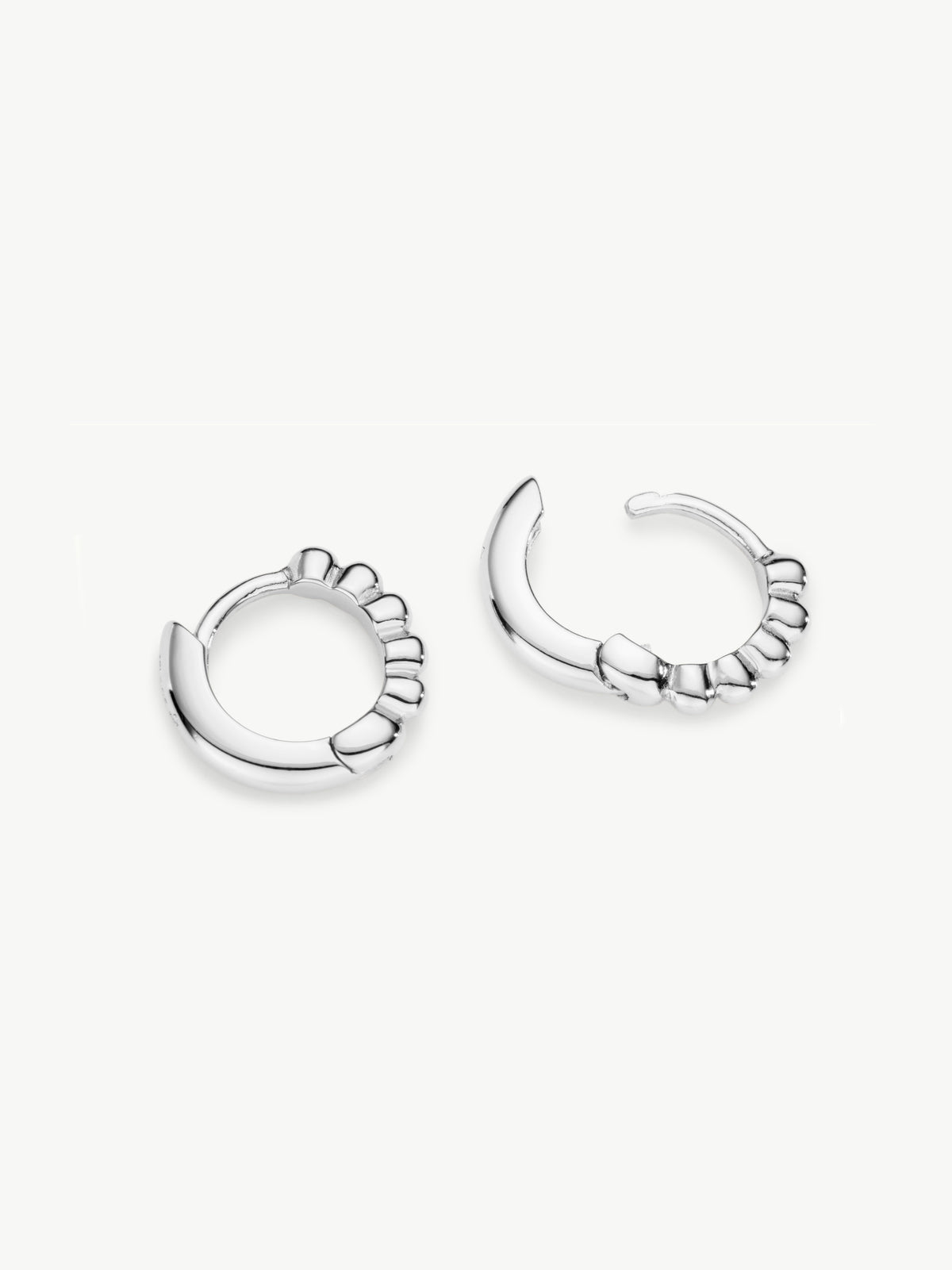 Beaded Huggie Hoops in sterling silver