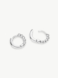 Beaded Huggie Hoops in sterling silver