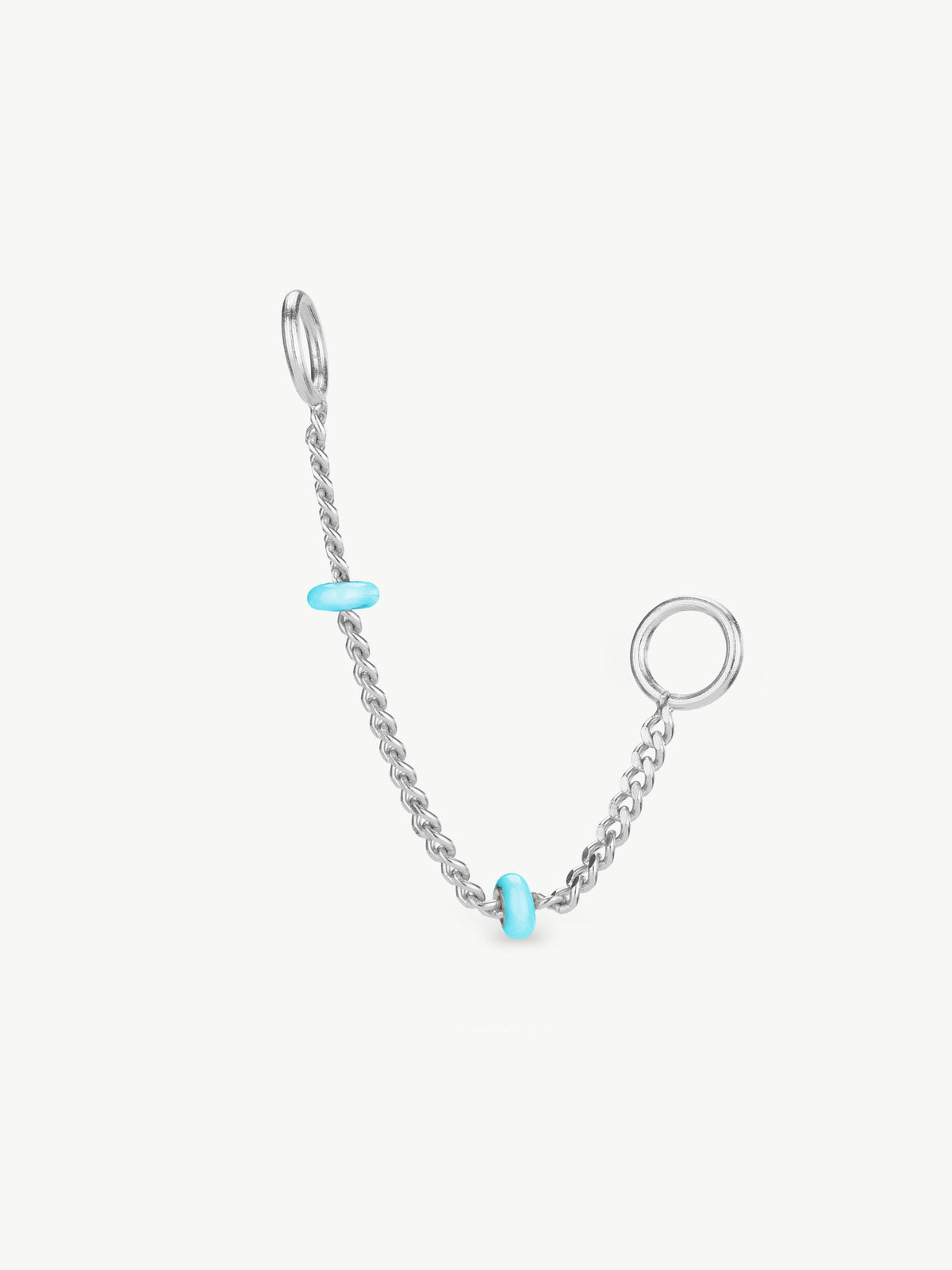 Earring connector charm with baby blue enamel details.