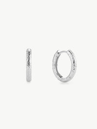 Crushed finish hoops in sterling silver