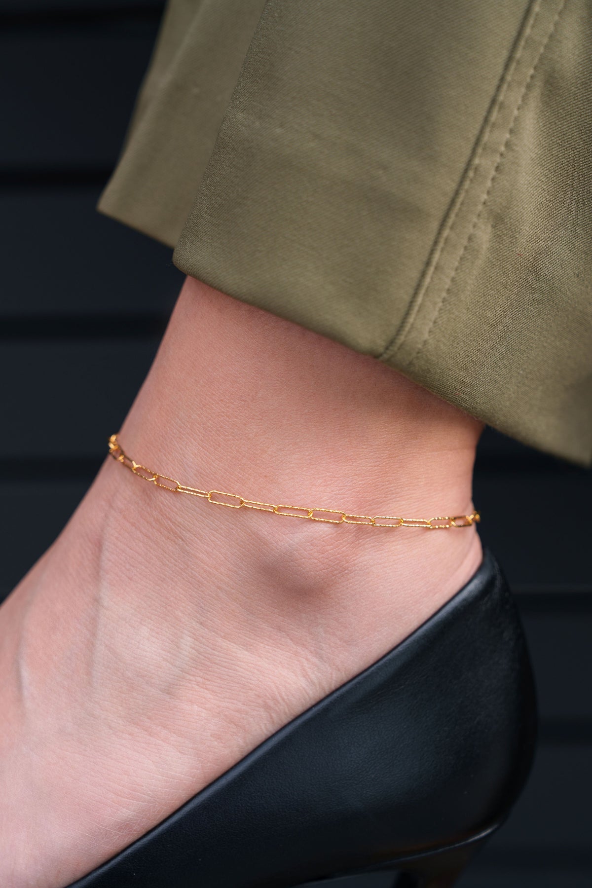 Mini Shimmer Paperclip Anklet