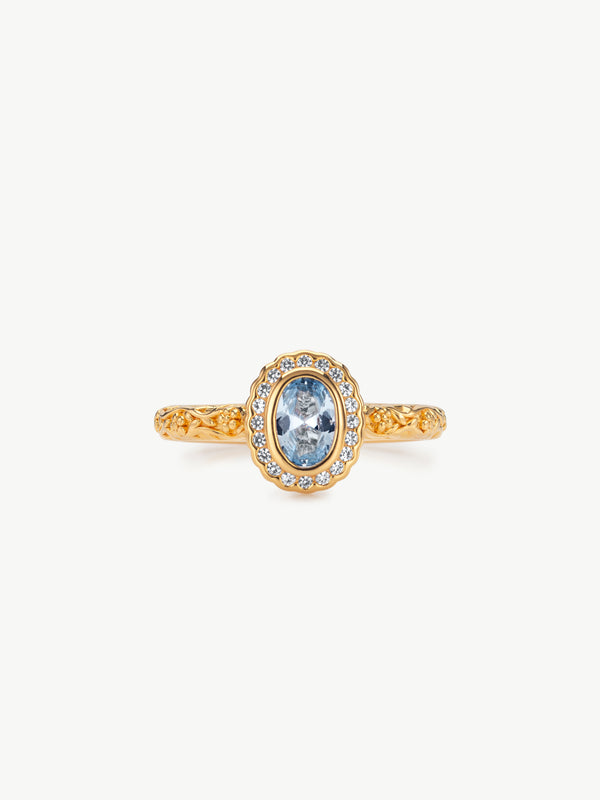 Daphne Aquamarine regency style ring gold vermeil