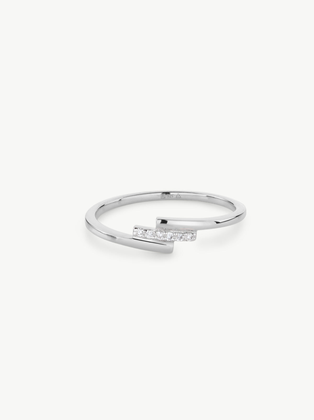 Crossover Diamond Ring in sterling silver