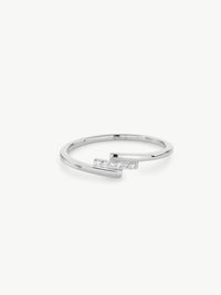 Crossover Diamond Ring in sterling silver