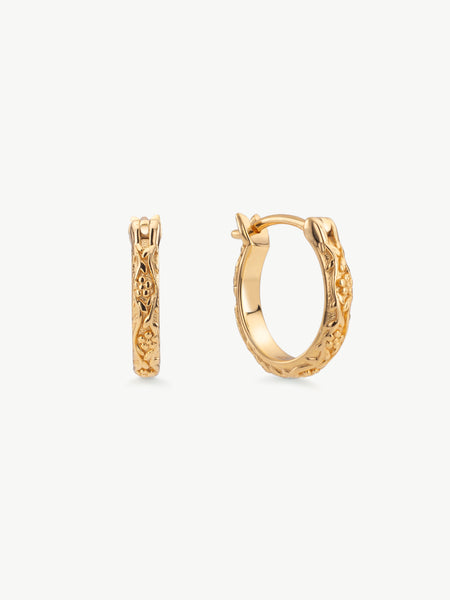 Pair of gold vermeil nature detail hoops