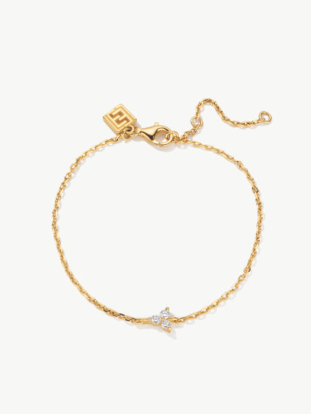 Three diamond bracelet on 18ct gold vermeil cable chain from L'ERA jewellery