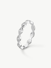 Petal diamond ring in Sterling Silver