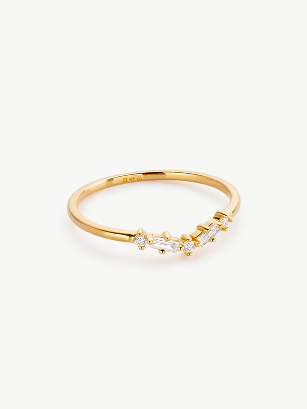 Lab Diamond Wishbone Ring in Gold Vermeil
