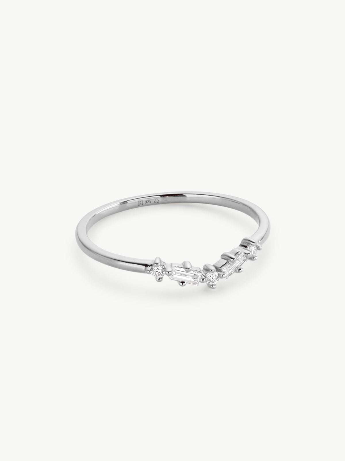 Lab Diamond Wishbone Ring in Sterling Silver