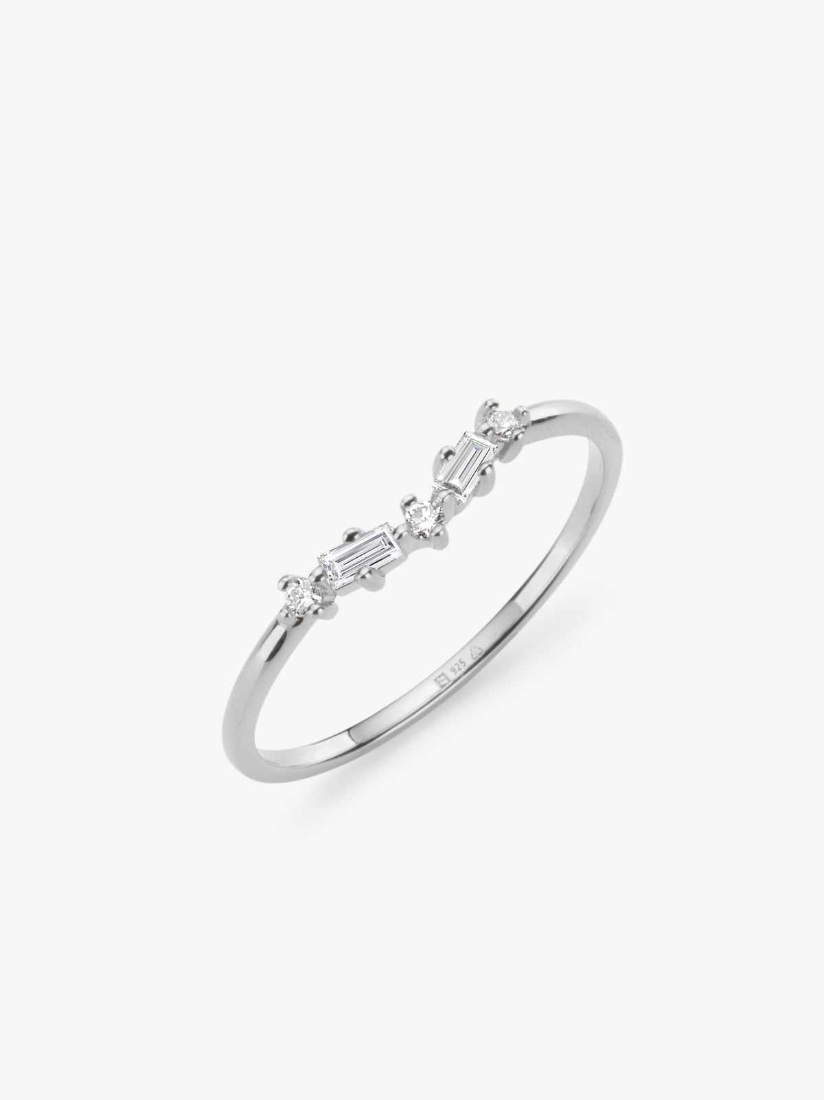Lab Diamond Wishbone Ring in Sterling Silver