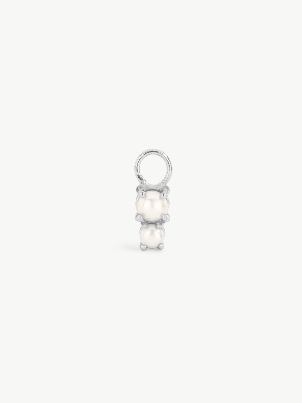 Double pearl earring charm in silver