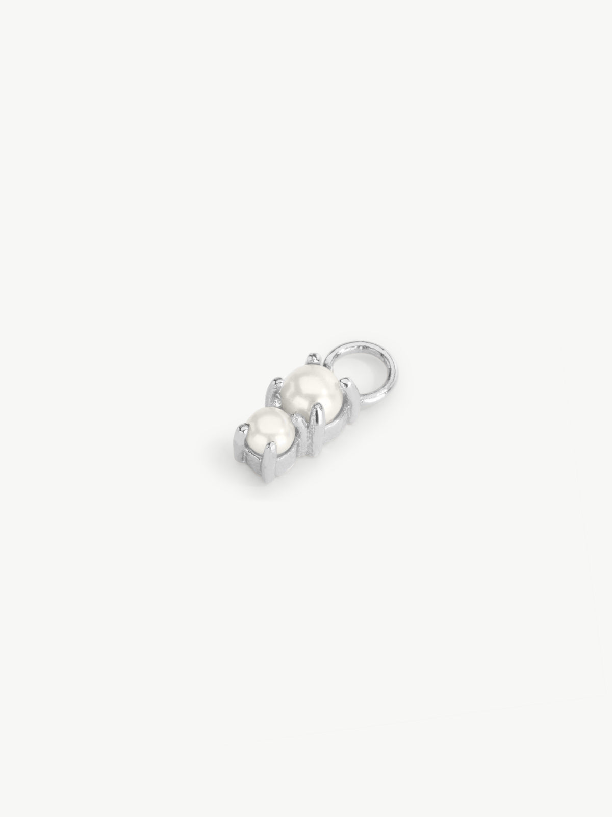 Double pearl earring charm in silver