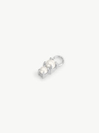 Double pearl earring charm in silver