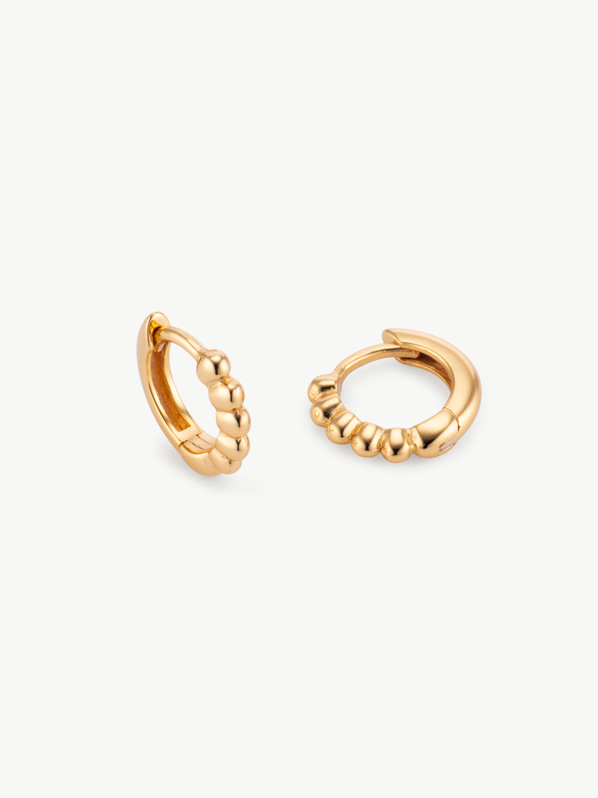 Beaded Huggie Hoops in 18ct gold vermeil
