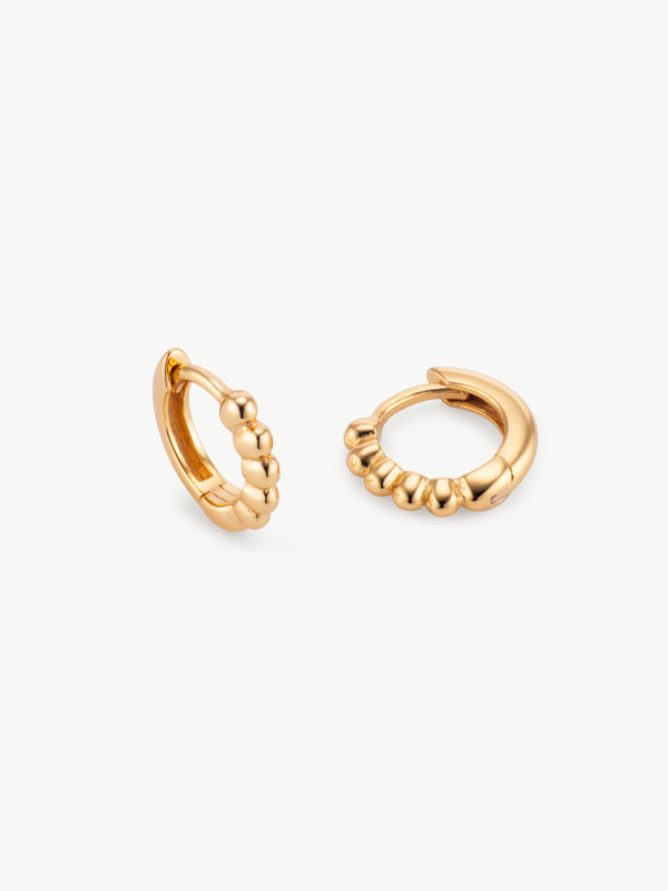 Beaded Huggie Hoops in 18ct gold vermeil
