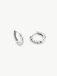 Beaded Huggie Hoops in sterling silver
