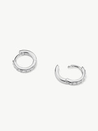 lab diamond huggie hoops in sterling silver side view
