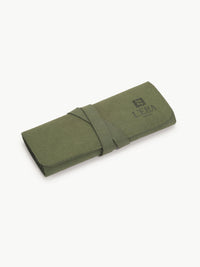 roll up jewellery organiser in dark green
