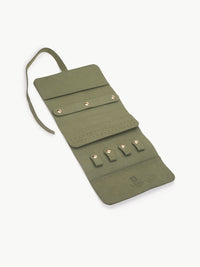 roll up jewellery organiser in dark green