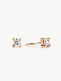 classic and mini lab grown diamond stud earrings in 18ct gold vermeil