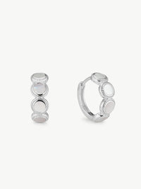 mother of pearl Fontana huggie hoops silver