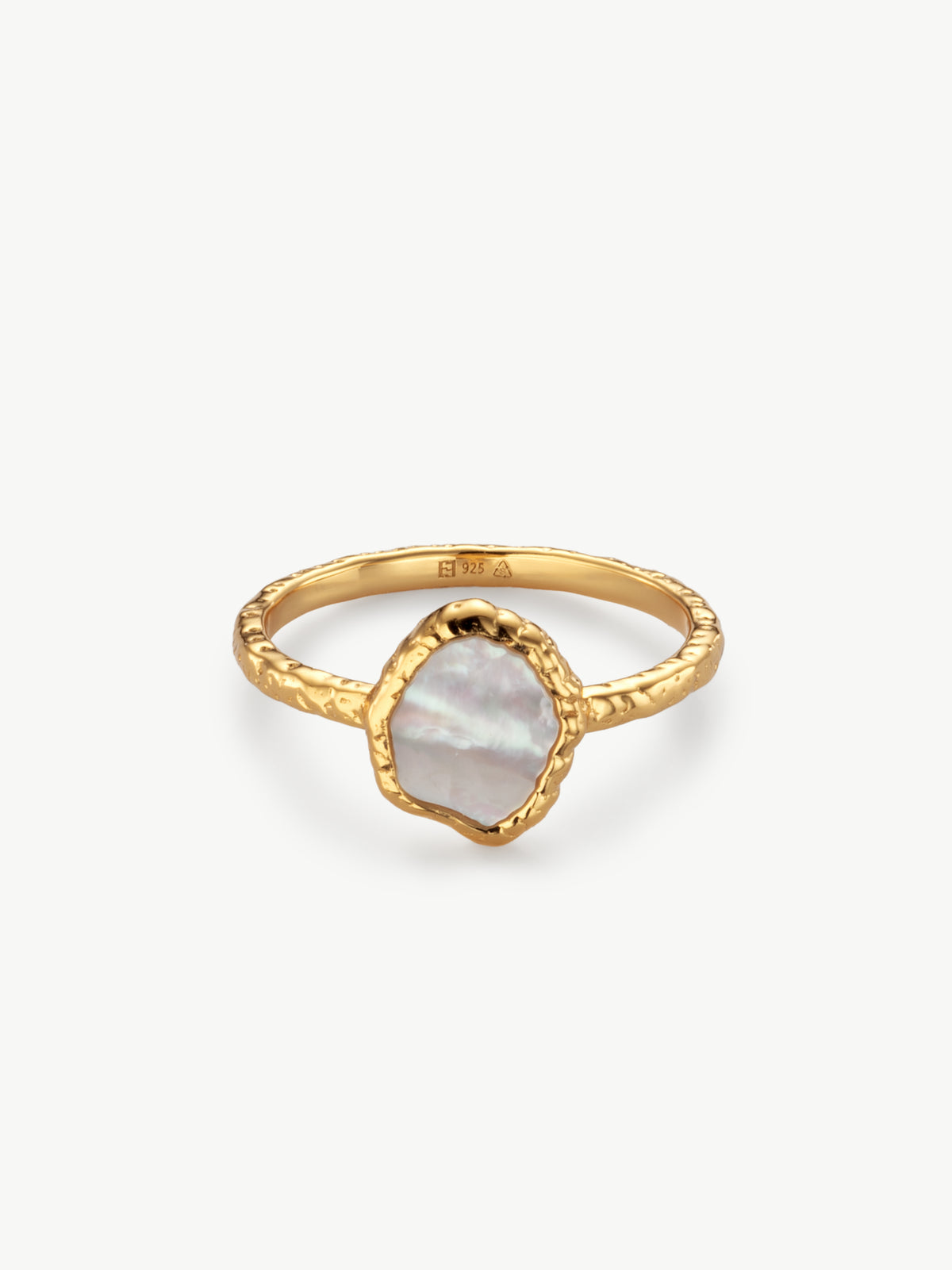 Pietra mother of pearl ring in gold vermeil