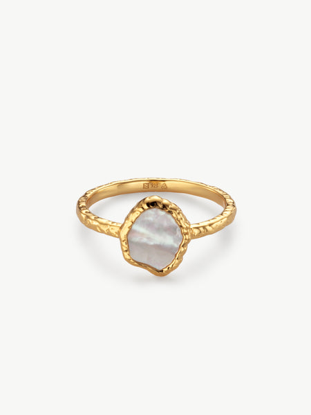 Pietra mother of pearl ring in gold vermeil