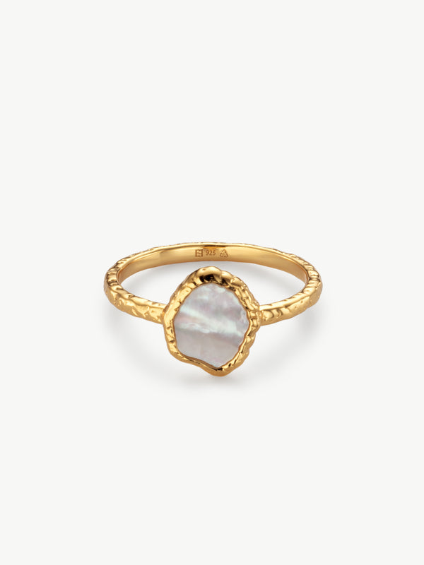 Pietra mother of pearl ring in gold vermeil