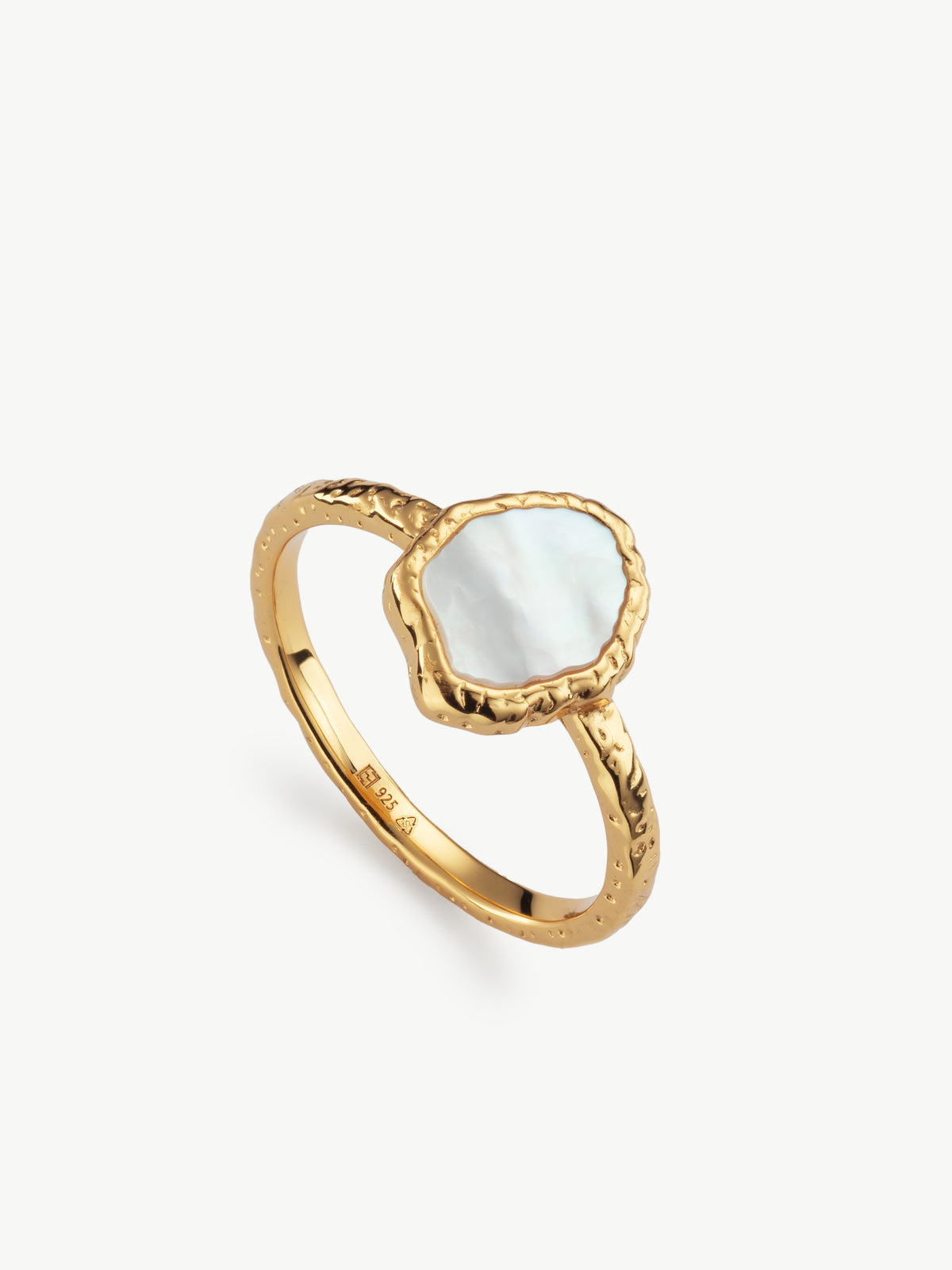 Pietra mother of pearl ring in gold vermeil