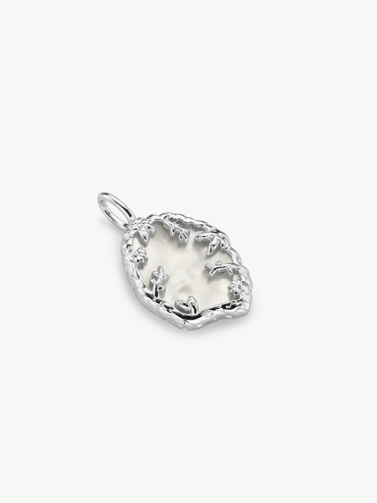 Flora Mother Of Pearl leaf pendant in sterling silver