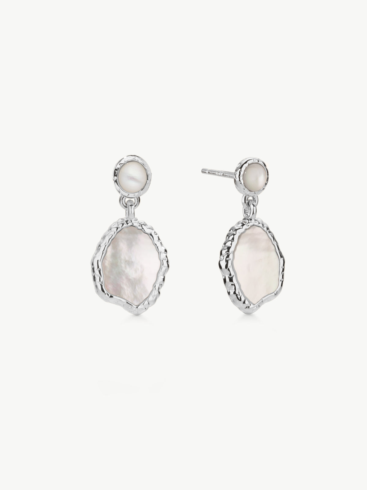 mother of pearl drop earrings in silver