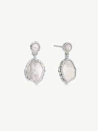 mother of pearl drop earrings in silver