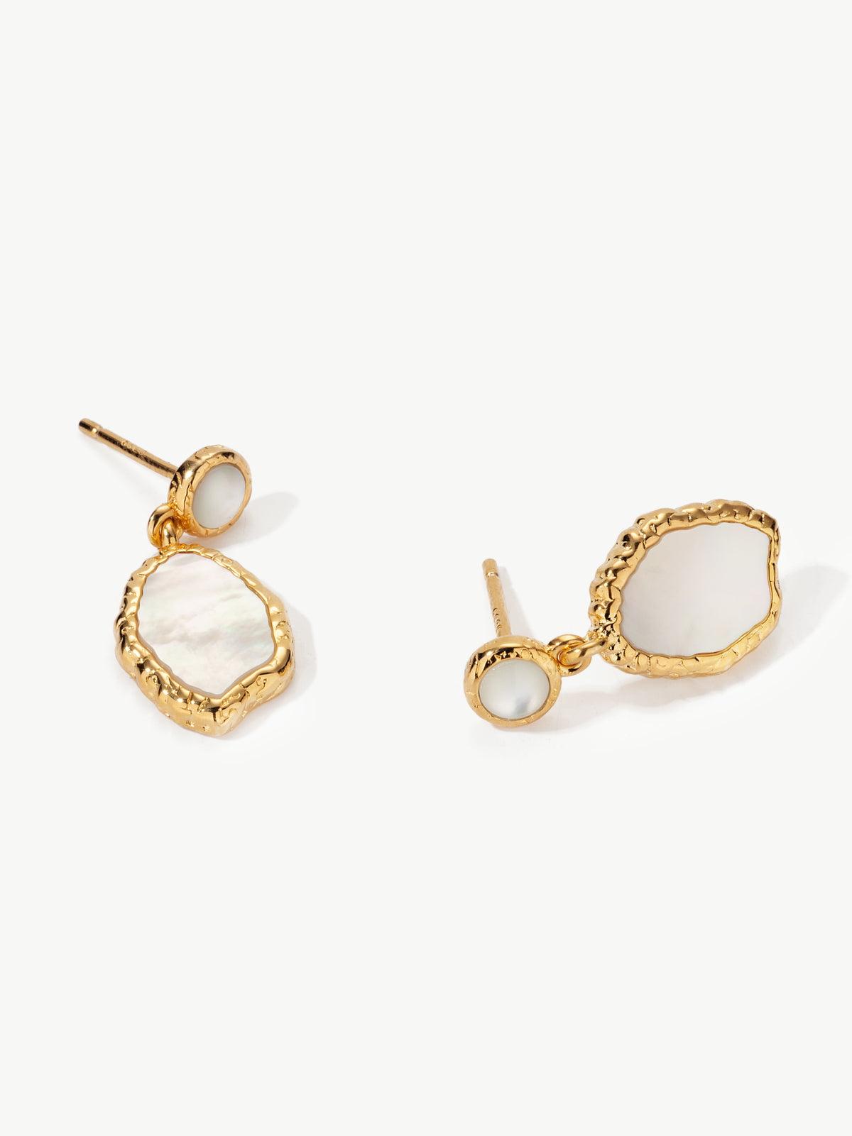mother of pearl drop earrings in gold
