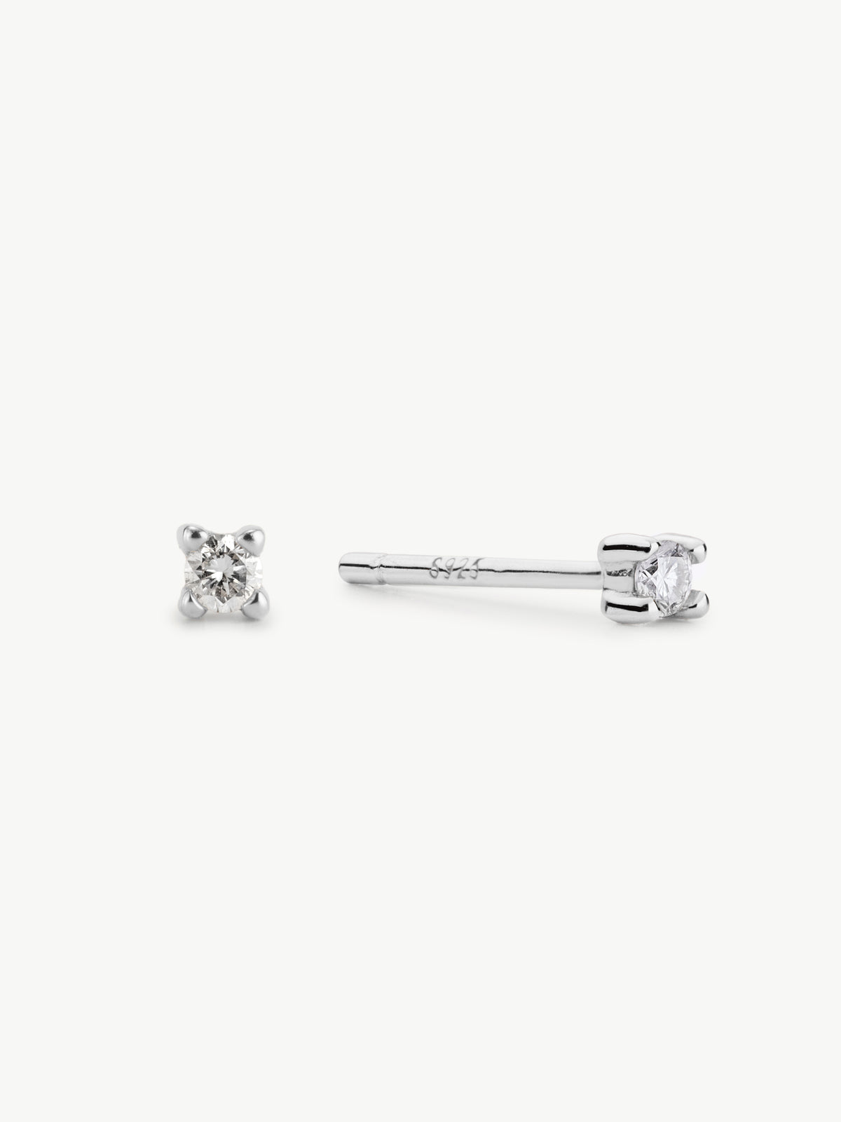 Mini diamond studs in sterling silver