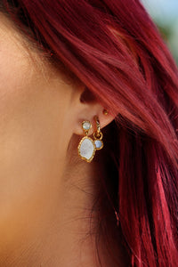 mother of pearl drop earrings in gold