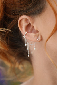 Ear stack in silver with pearl chain fusion from L'ERA Jewellery