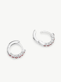 Ruby Huggie Hoops in Sterling silver