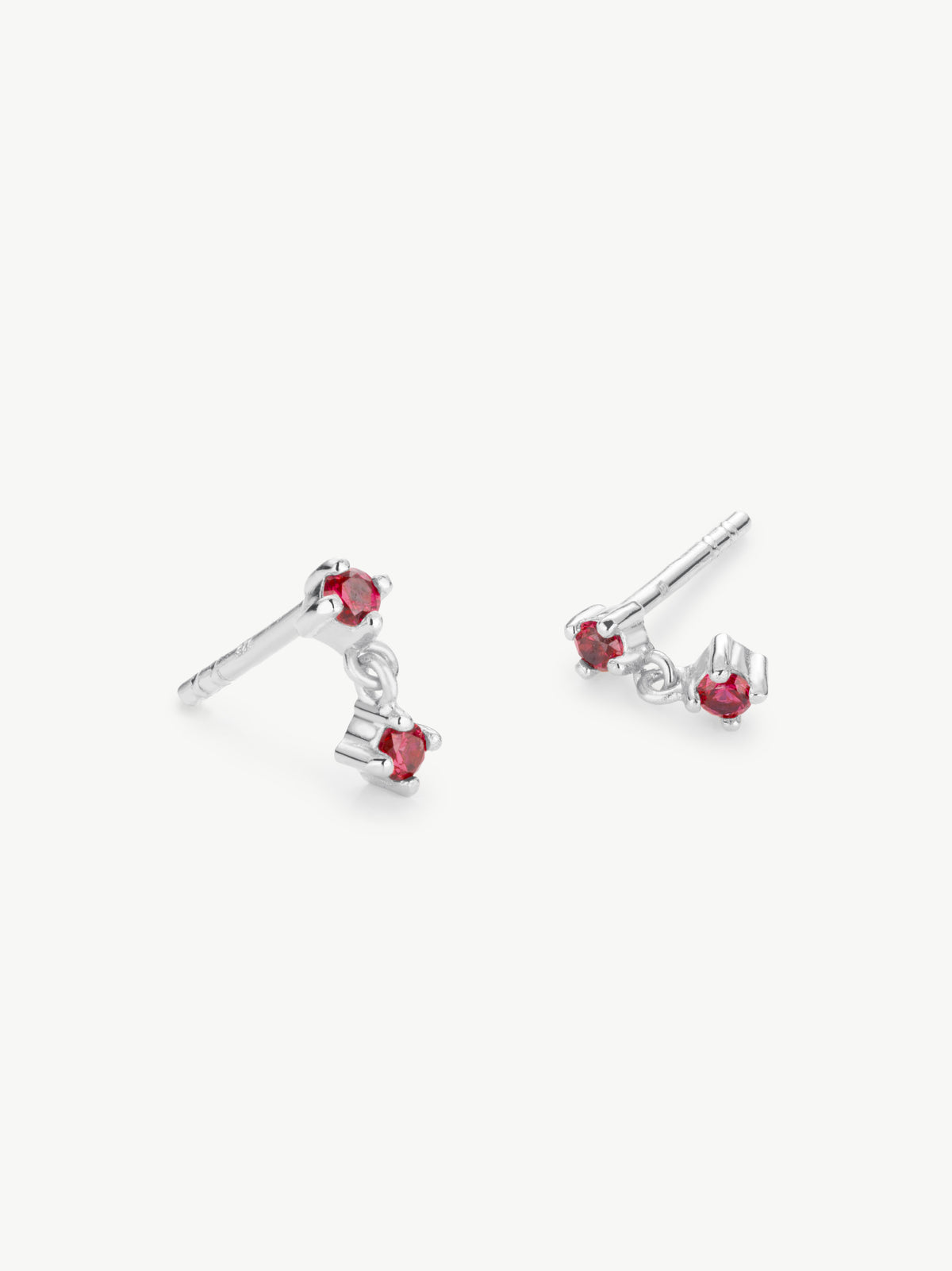Astra Ruby Stud Earrings in Sterling Silver