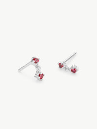 Astra Ruby Stud Earrings in Sterling Silver