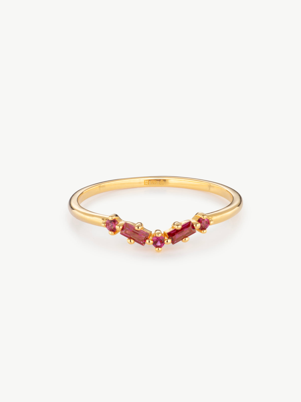 Ruby Wishbone ring in Gold Vermeil