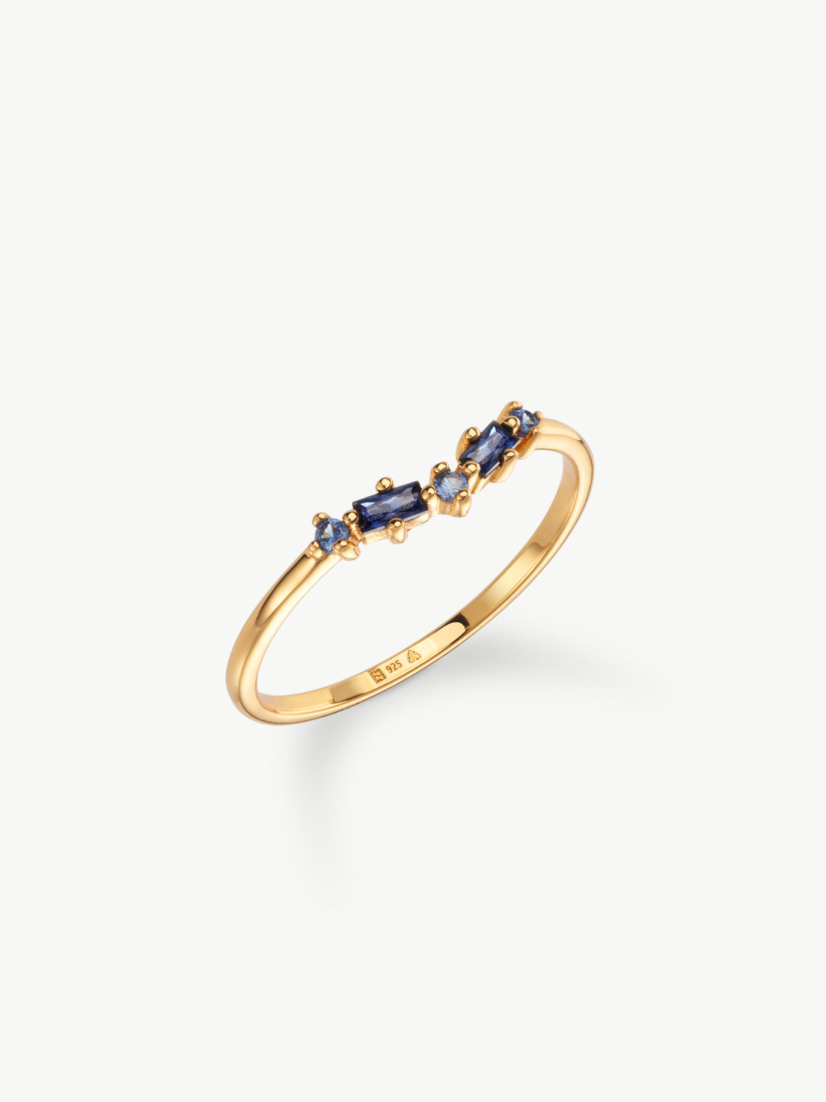 Lab-grown Sapphire wishbone ring in Gold vermeil