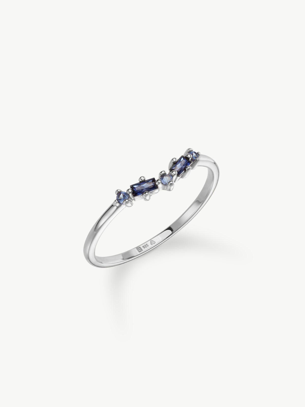 Lab-grown Sapphire wishbone ring in sterling silver