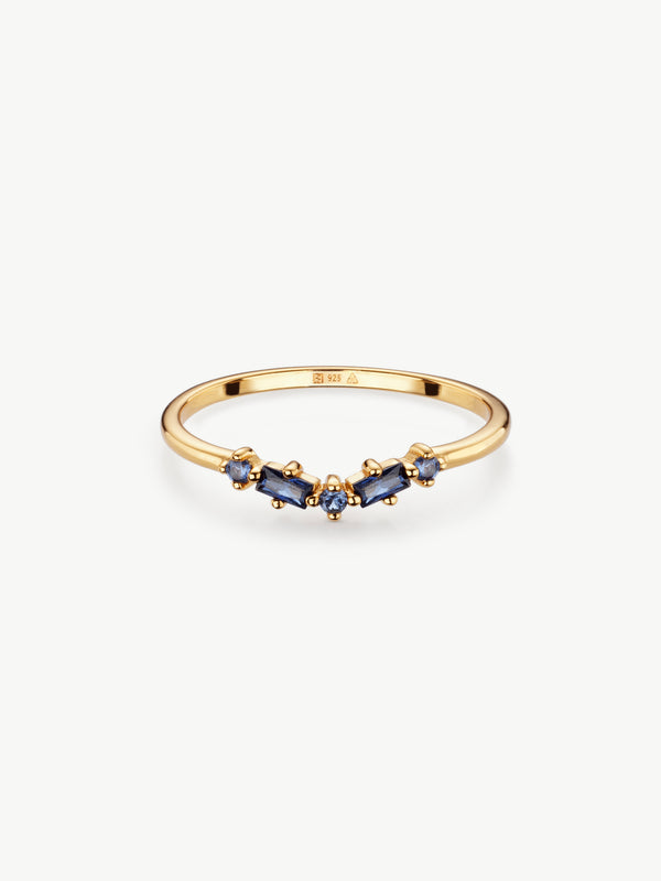 Lab-grown Sapphire wishbone ring in 18ct Gold Vermeil