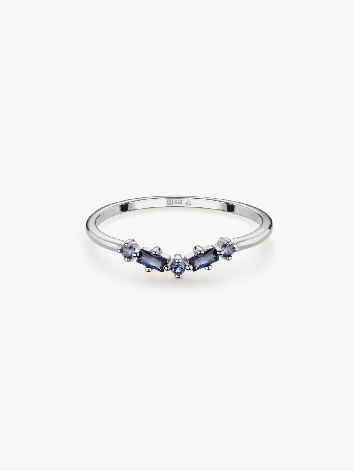 Lab-grown Sapphire wishbone ring in sterling silver
