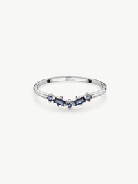 Lab-grown Sapphire wishbone ring in sterling silver

